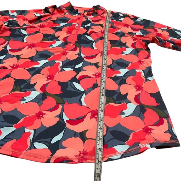 Jofit Womens Floral 1/4 Zip Long Sleeve Pink XL Golf Tennis Preppy Performance - Picture 8 of 9